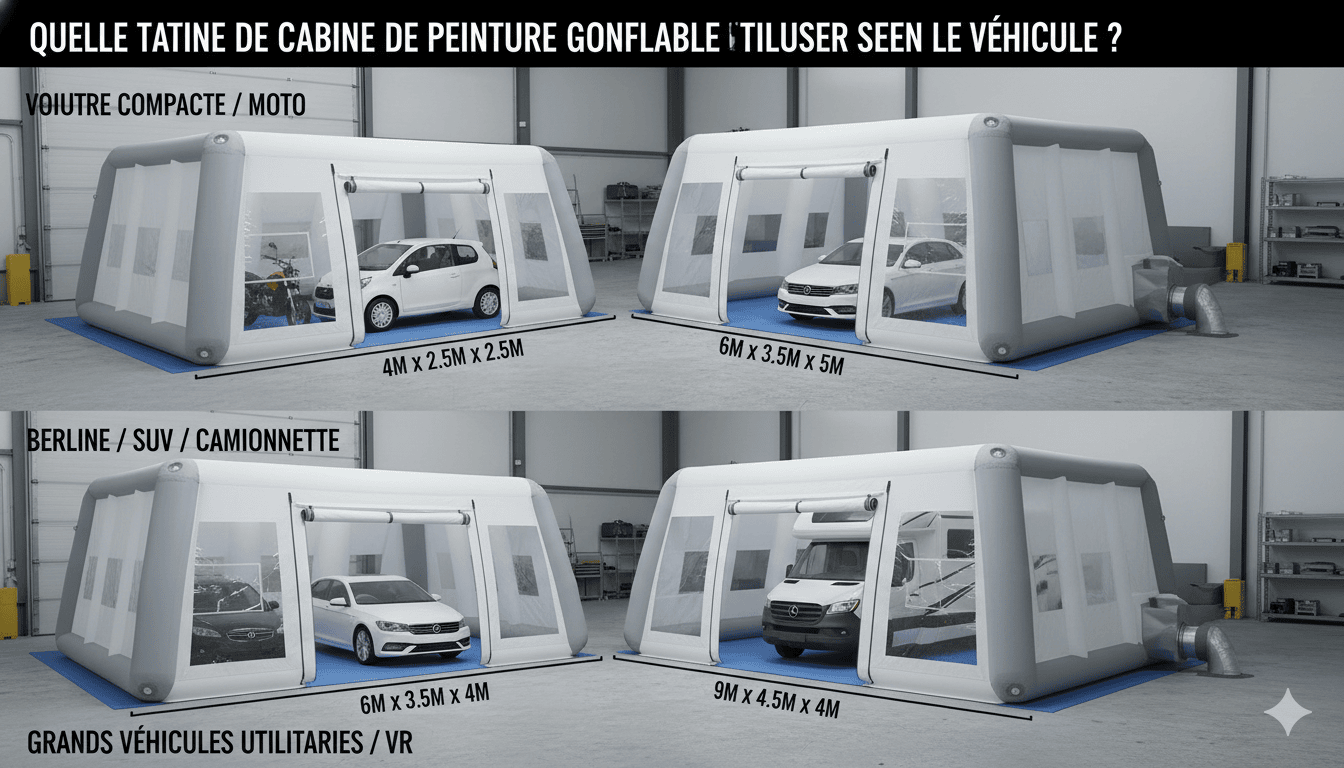 taille de cabine de peinture gonflable
